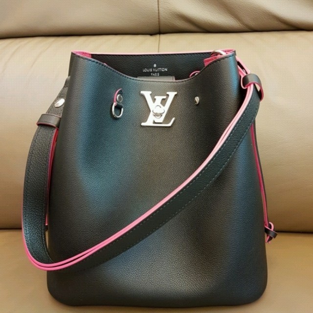 LOUIS VUITTON Lockme Bucket Bag Black Pink, Luxury, Bags & Wallets