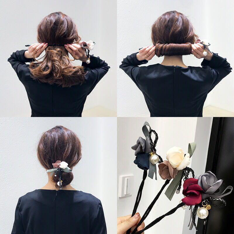 Messy Bun Floral Tie Women S Fashion Accessories Hair
