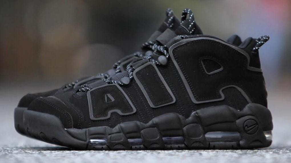 Nike uptempo black reflective shop