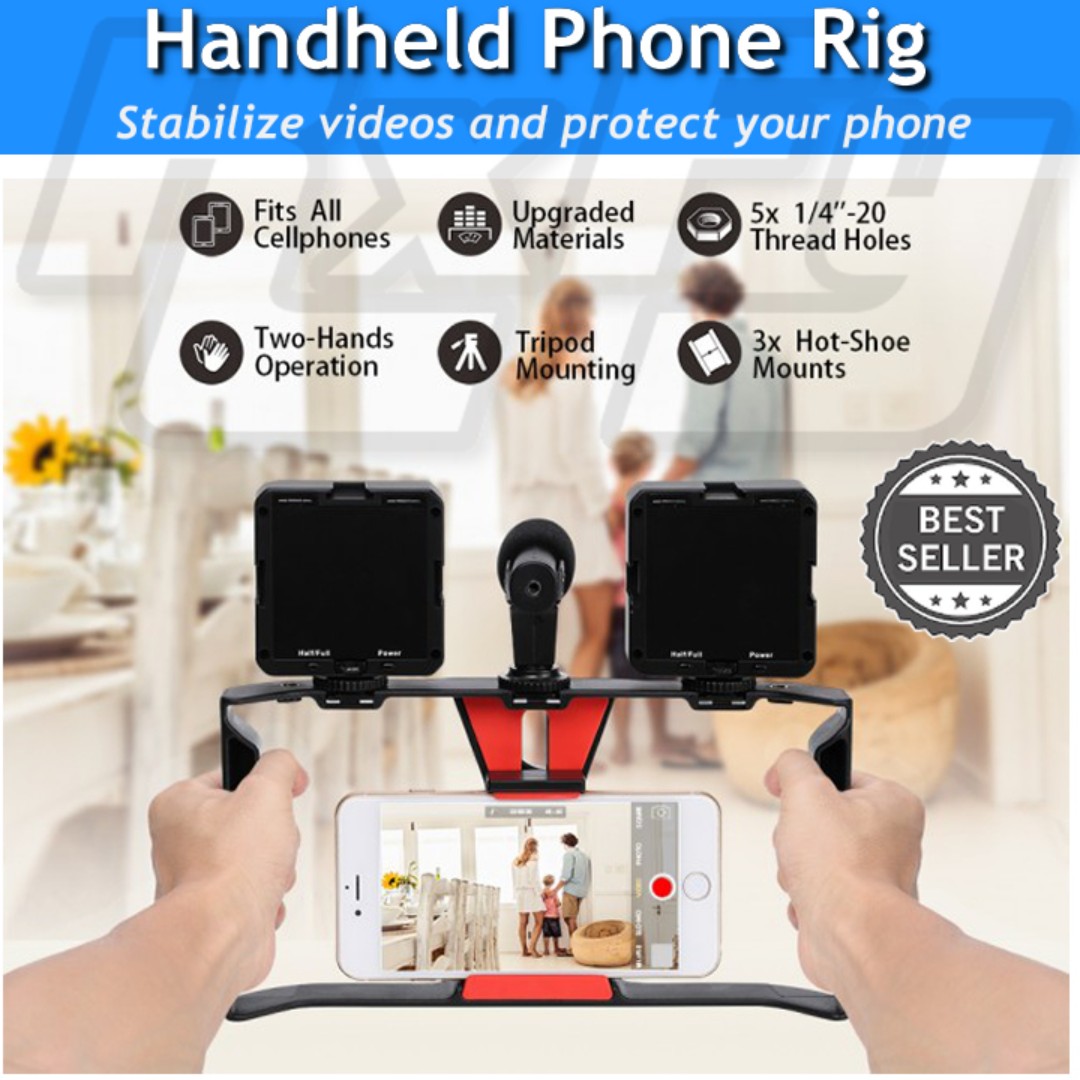 Phone Video Rig Case Mount Handle Grip Camera Stabilizer Recording
