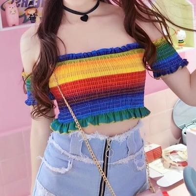 rainbow smocked top
