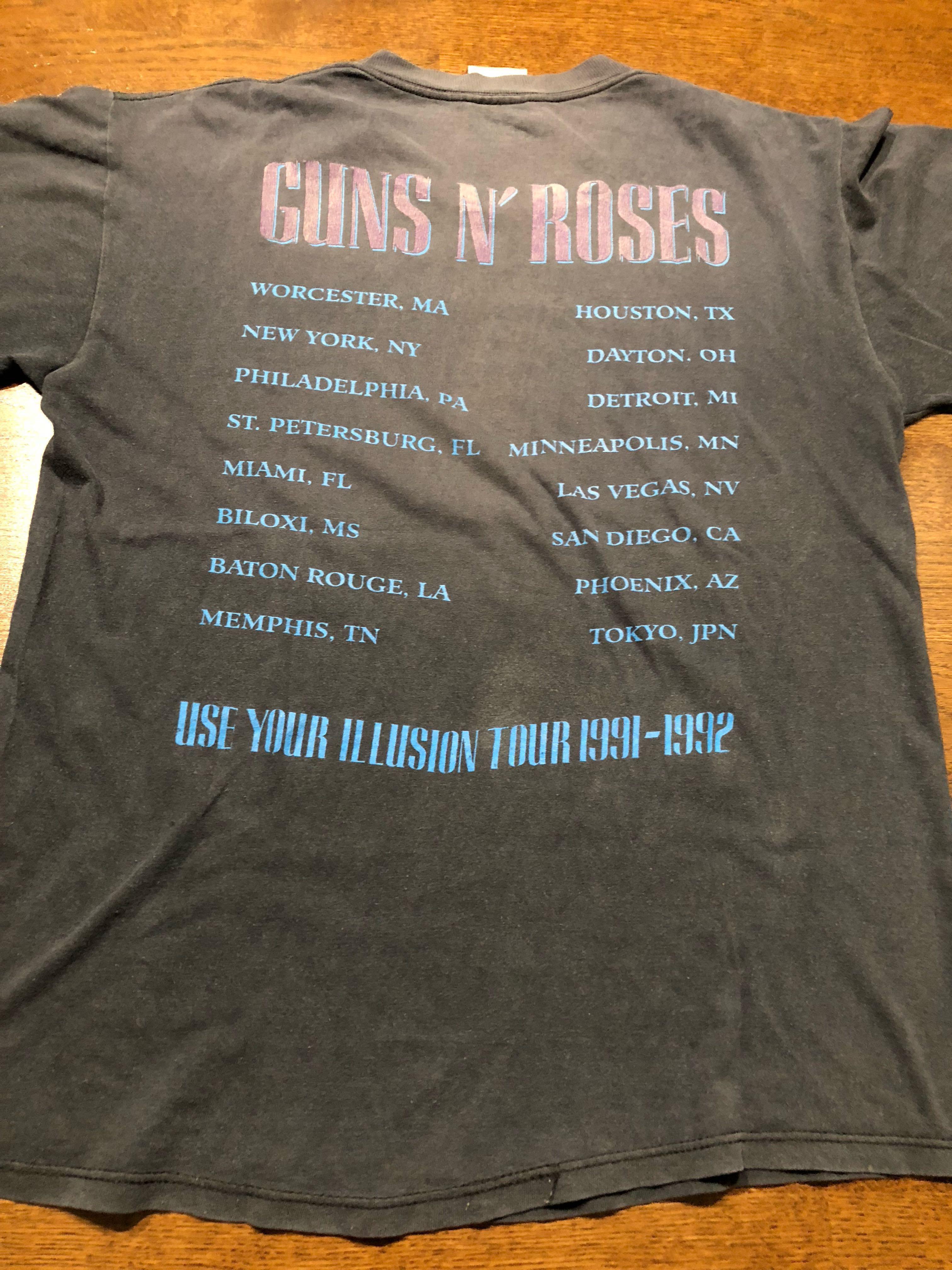 VINTAGE GUNS N ROSES 90’S TOUR USE YOUR ILLUSION II TEE, Men's Fashion