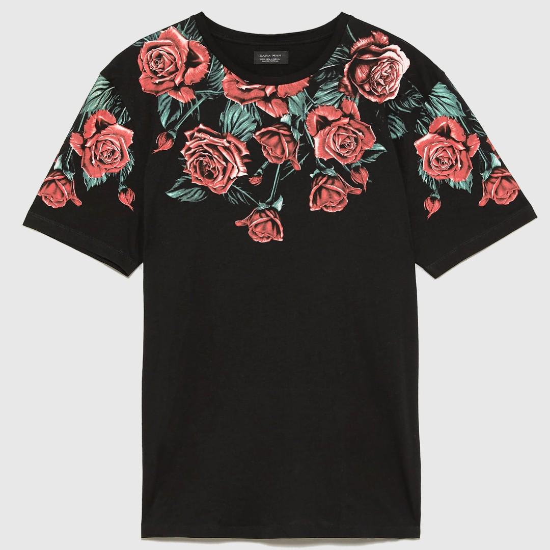 Футболка с розами мужская Zara