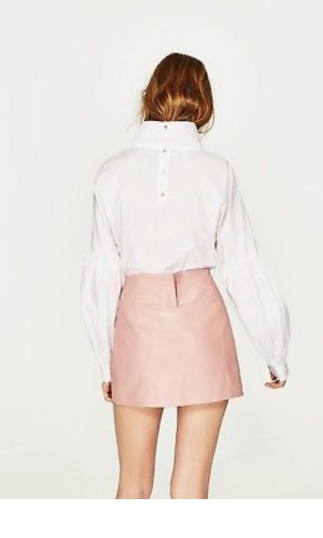 Zara: Leather Mini Skirt in Blush Pink 
