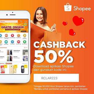 Cashback 50% pakai kode RCLAR223