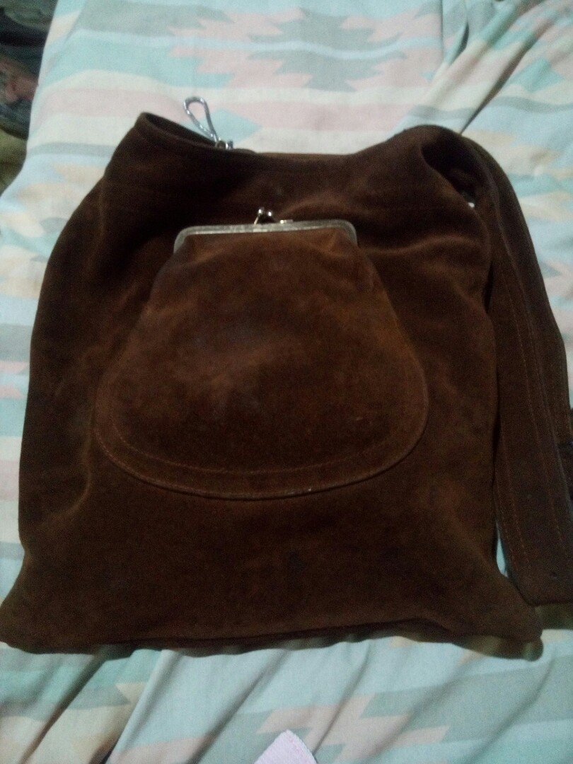 Suede Shopper Bag - Dark Brown