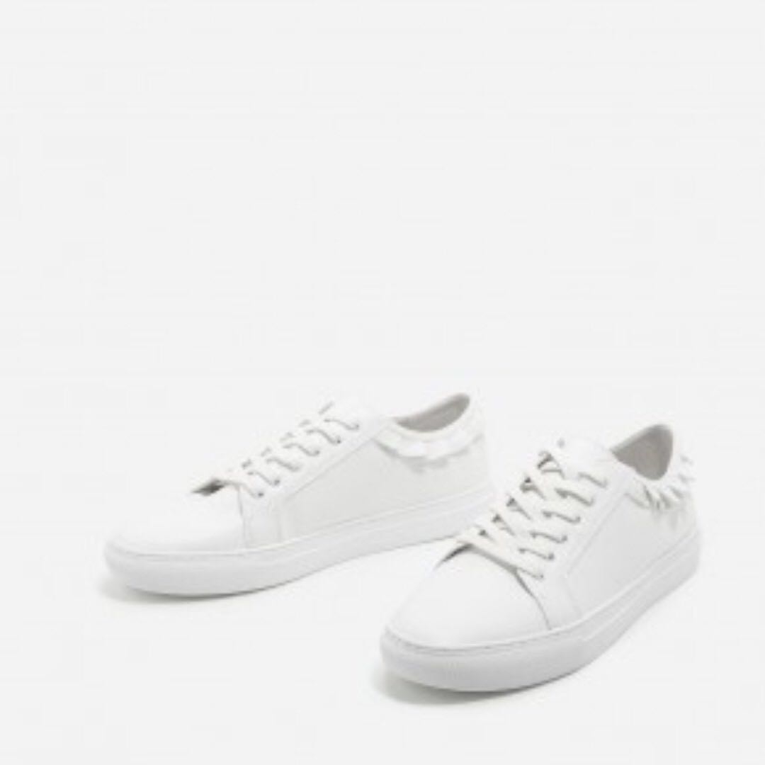 Charles Keith Size 35 White Ruffle Detail Sneakers