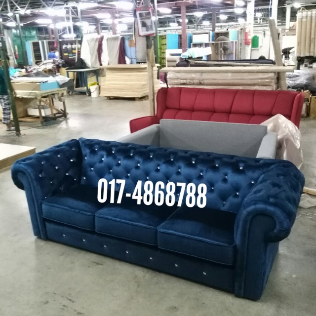 Chesterfield 3 Seater Valvet Fabric New Home Furniture Furniture On Carousell