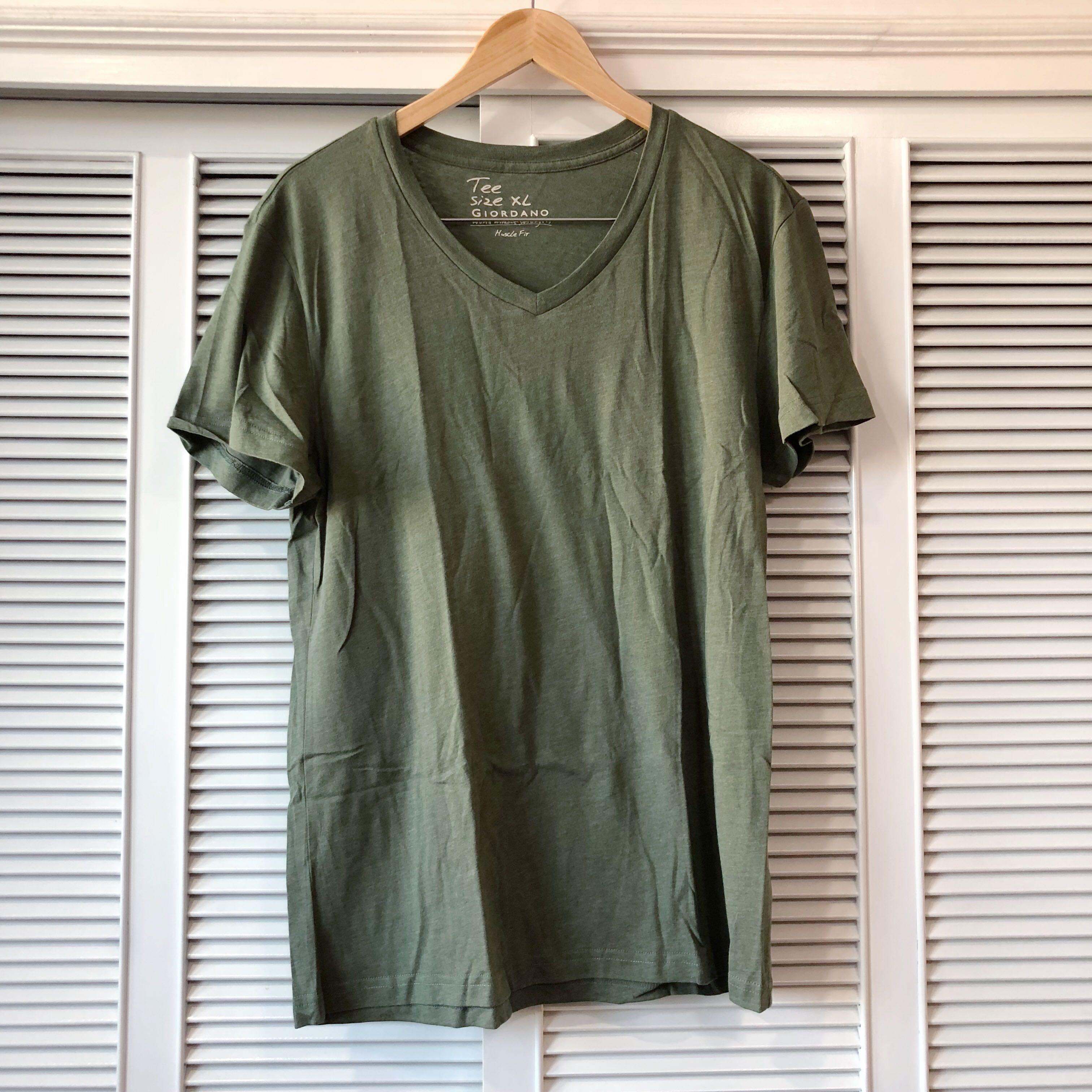 Giordano Men S Olive Green Shirt Men S Fashion Clothes On Carousell