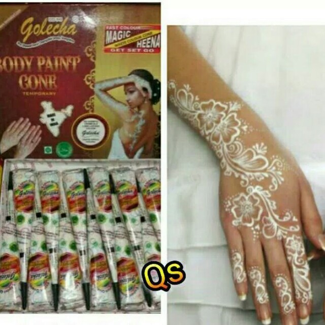 Henna Golecha Putih Body Paint White Hena Hiasan Tangan Wedding Kesehatan Kecantikan Parfum Kuku Lainnya Di Carousell