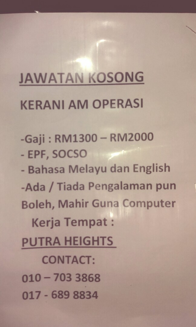 Kerani Am Operasi Jobs Full Time Customer Service On Carousell