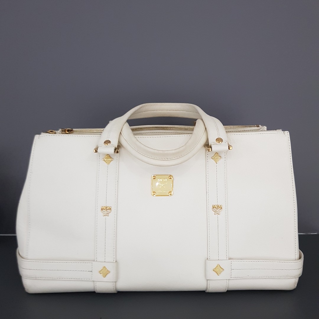 mcm white handbag