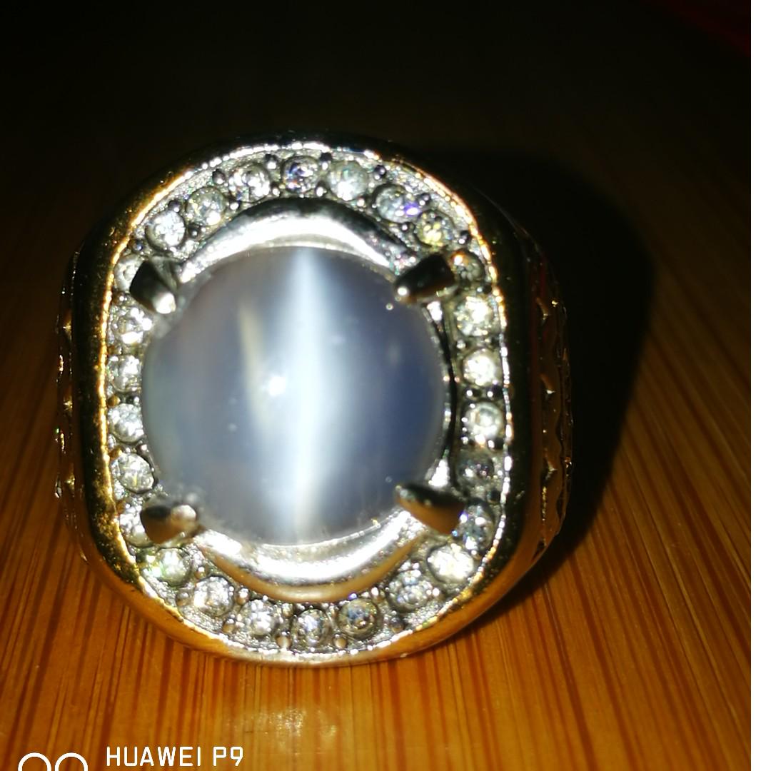 Natural Milk White Moonstone Catseye Gemstone Ring Size 9