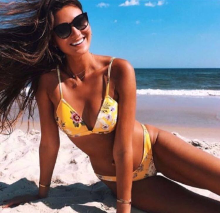 Triangl inspired yellow floral neoprene bikini Women s Fashion