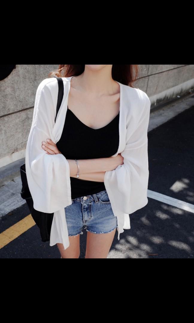 White chiffon cardigan cheap