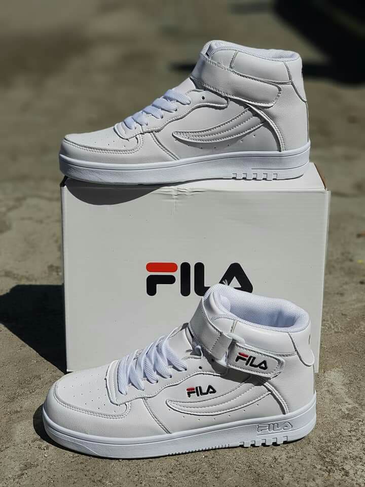 all white high top filas