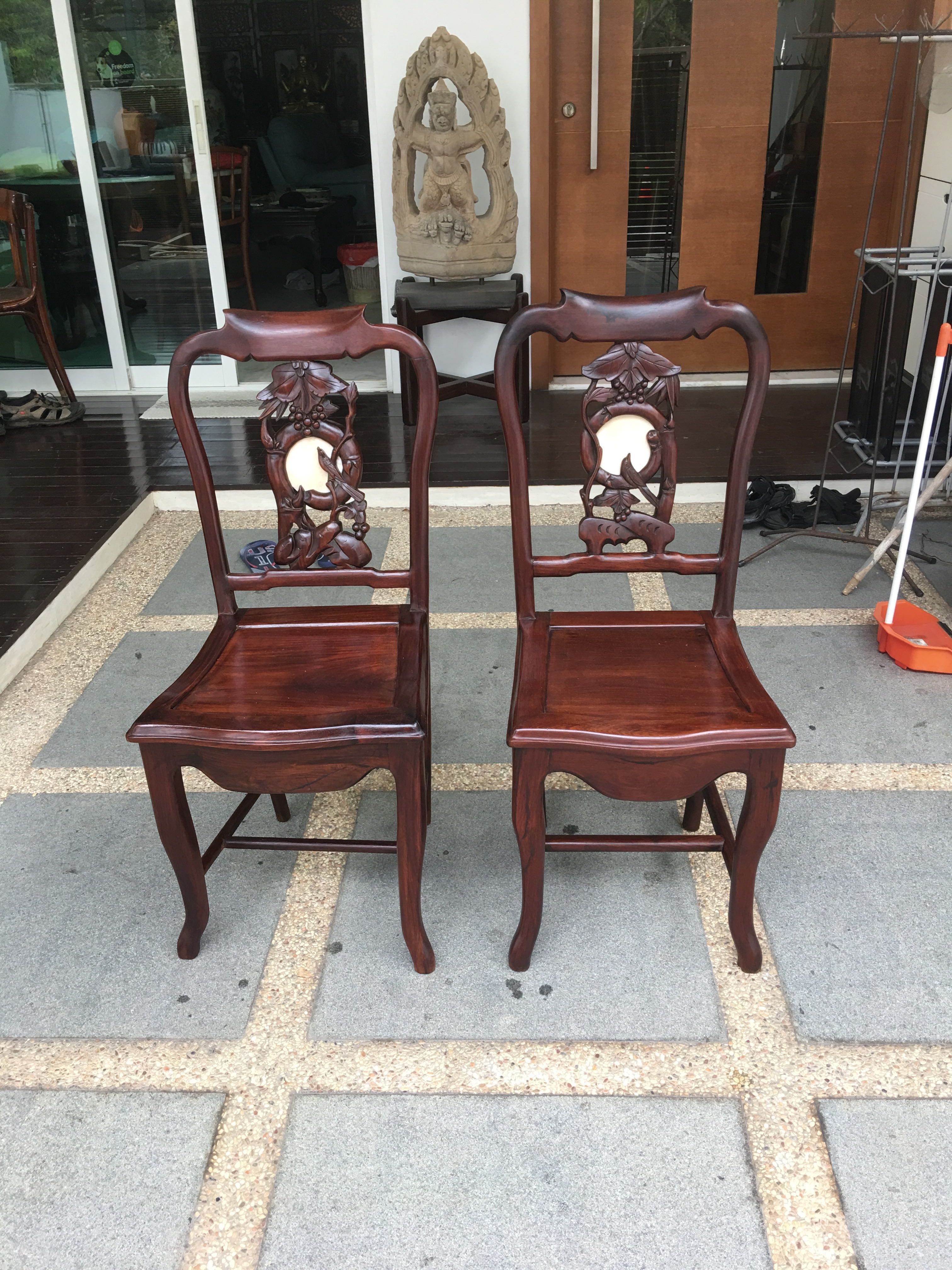 Antique Blackwood Chairs x2, Furniture & Home Living, Furniture, Tables