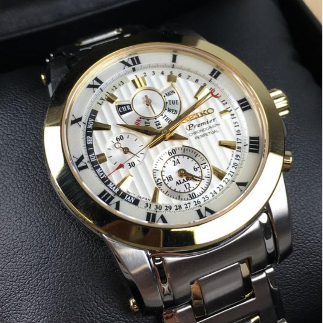 BNIB Seiko Premier Chronograph Perpetual Calendar SPC162 SPC162P1 SPC162P Mens Watch