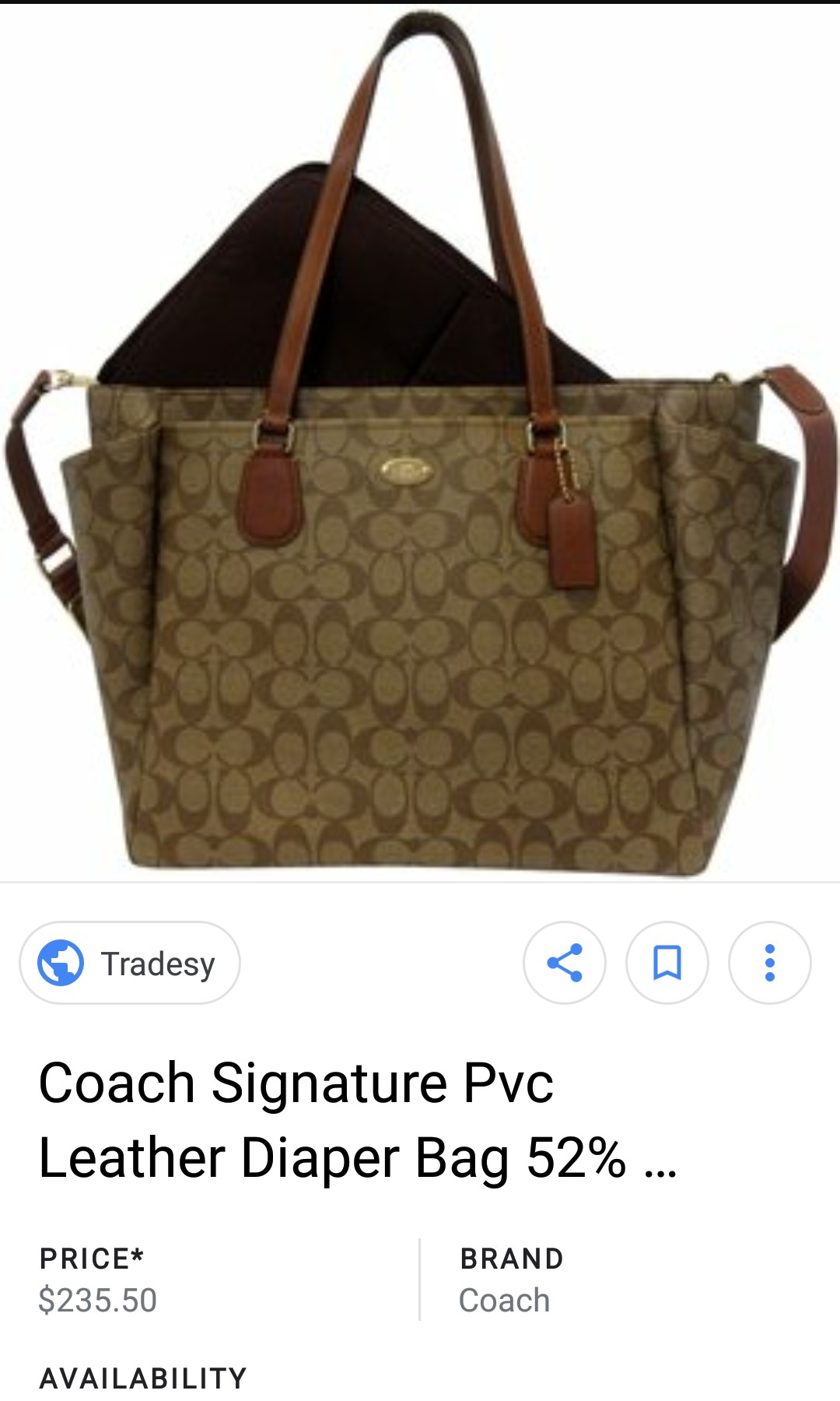 coach diaper tote