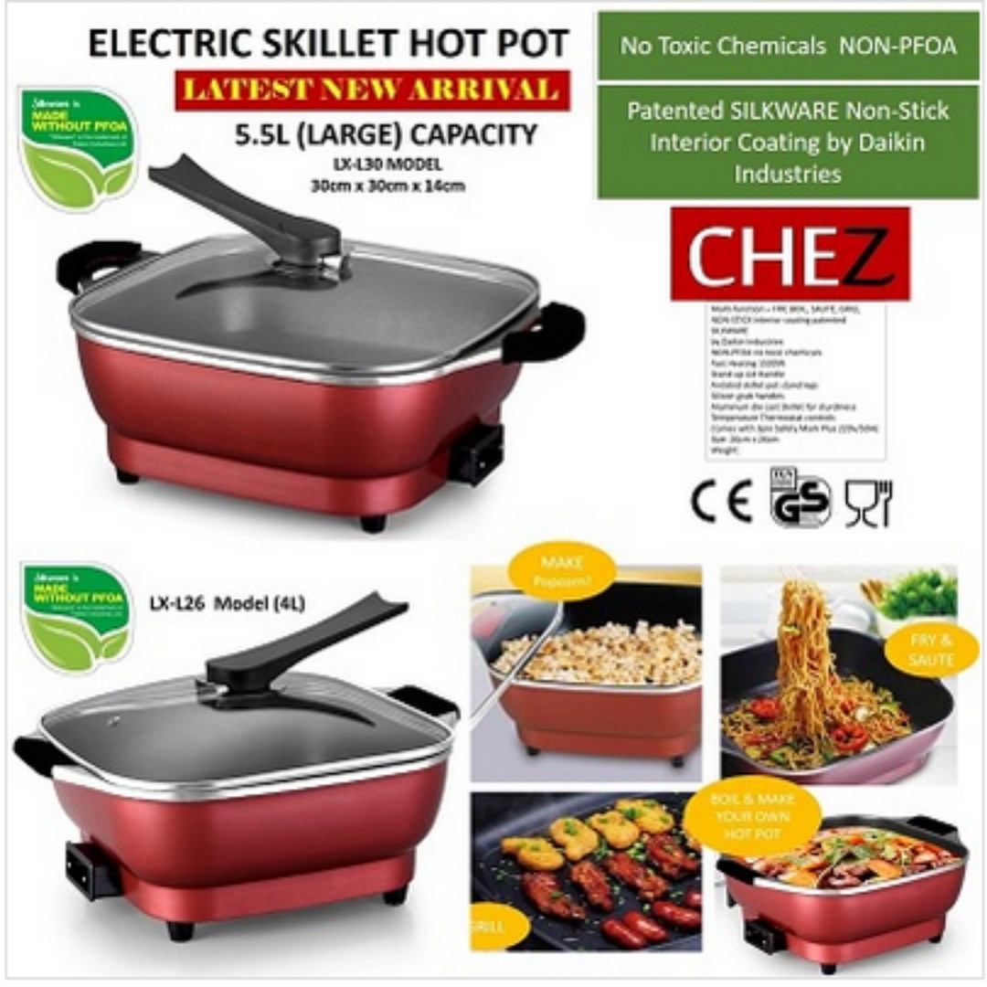 Electric Skillet Hot Pot Easy Cooking Pot Non Stick Pan Non Pfoa Suits Fry Boil Saute And Grill Home Appliances Kitchenware On Carousell