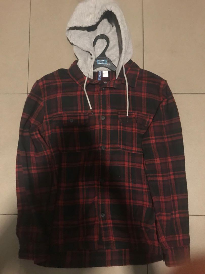 H&m flannel hoodie store