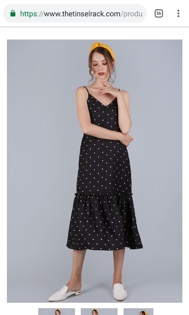 polka dot dip hem dress