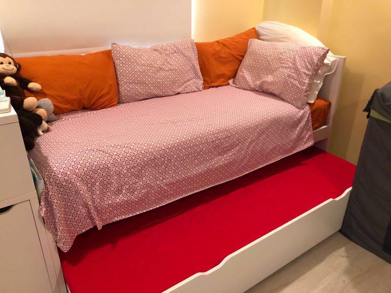 Ikea Flaxa Single Bed Trundle Shelf Headboard Furniture Beds