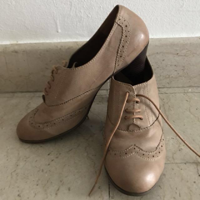 Women's leather oxford heels clearance