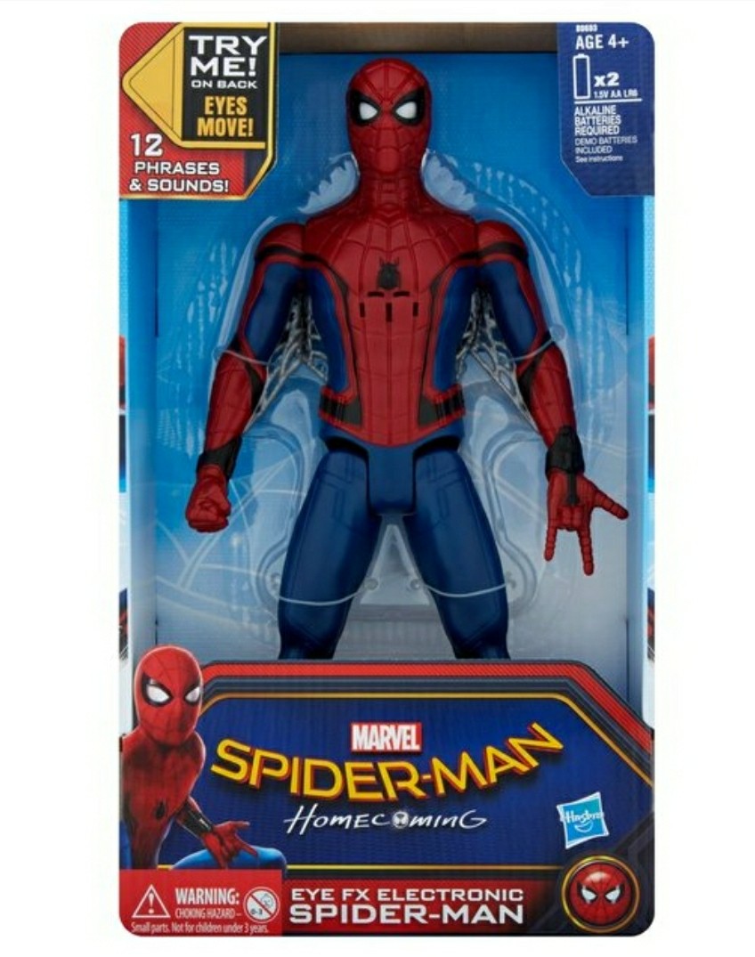 OFFER.!!! SPIDER-MAN HOMECOMING EYE FX ELECTRONIC 30CM SPIDERMAN FIGURE.  NEW.!!!, Hobbies & Toys, Toys & Games on Carousell