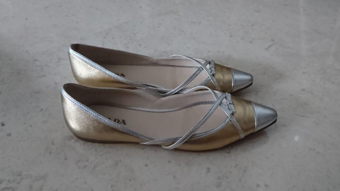 Prada gold and silver flats. EUR37 