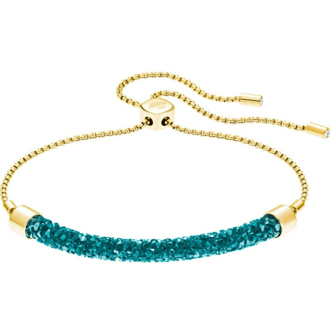 SWAROVSKI LONG BEACH GOLD PLATED BRACELET aqua