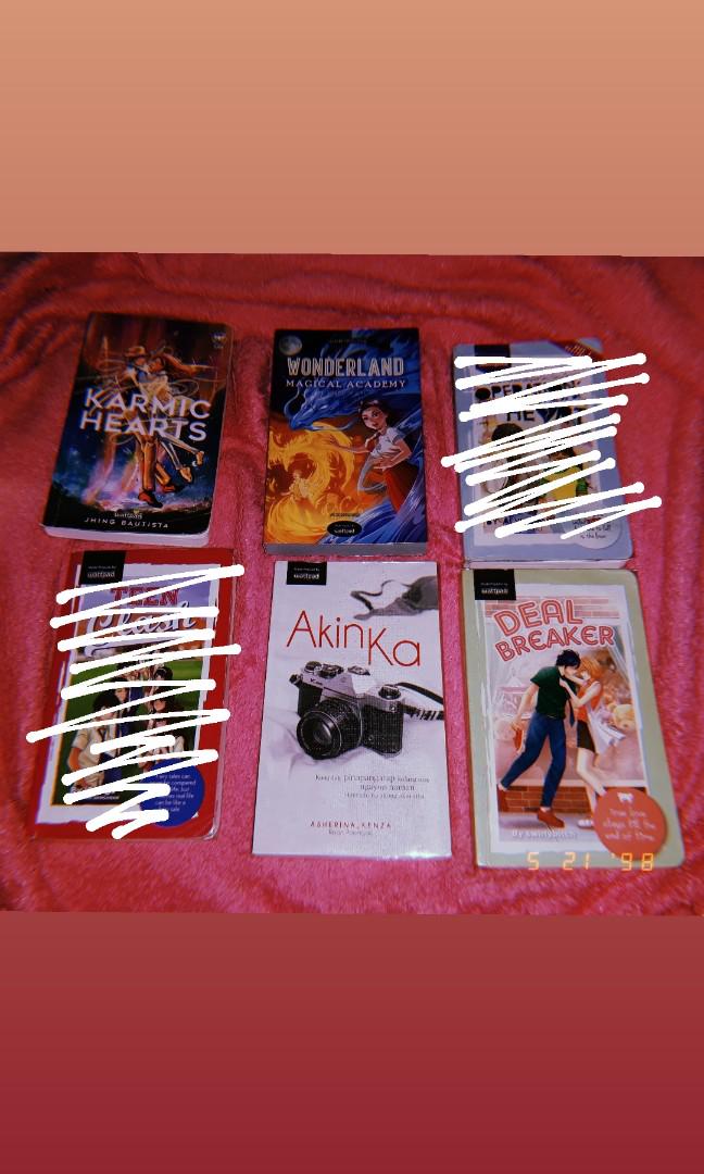 Wattpad books for sale (Category: Storybooks) located in Pasay City. Submitted by trshrms (Listing ID 179002053, Image 1). Description: All are in mint condition and has a plastic cover. Name your price starting at 140 pesos each. Chat me!!.