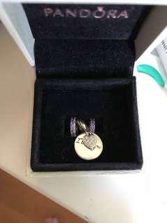 Pandora I love you charm and amethyst charms