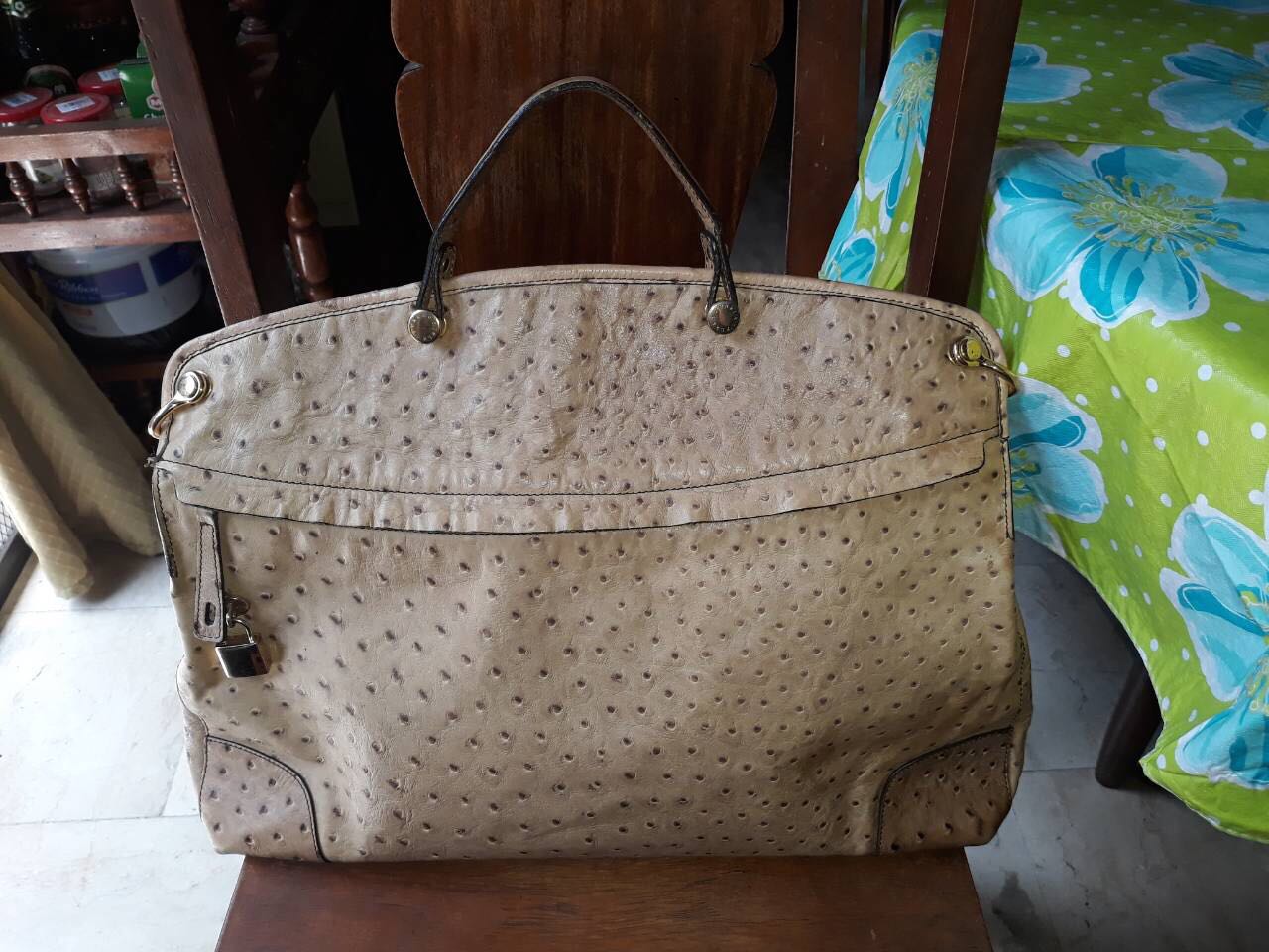 Furla ostrich leather bag discount