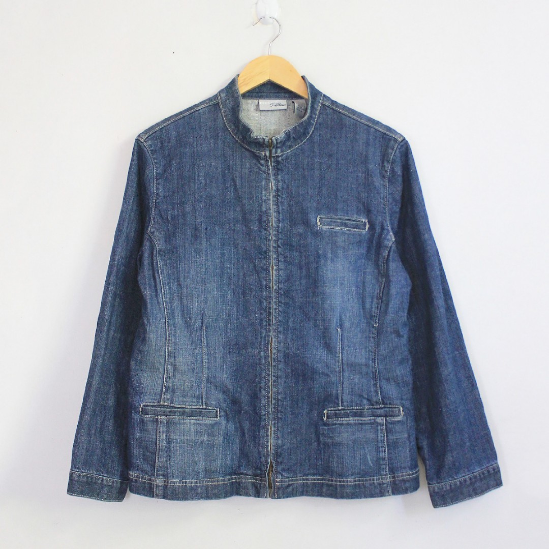 embroidered back denim jacket