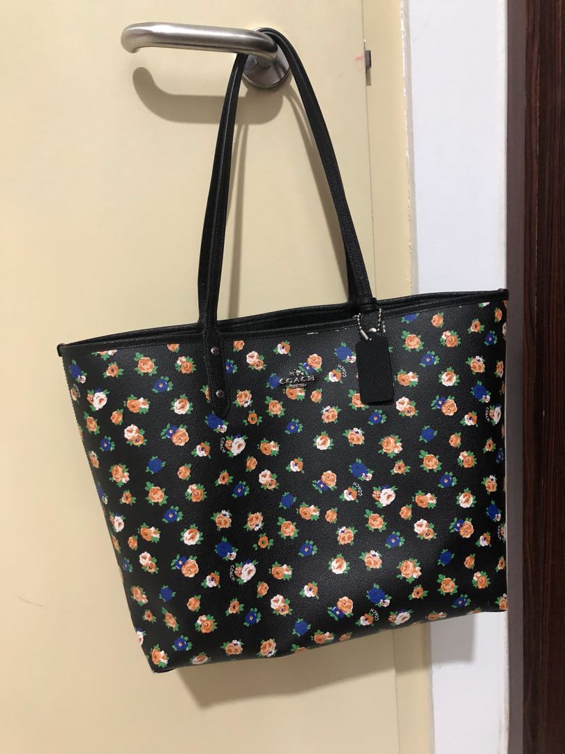 coach reversible tote blue