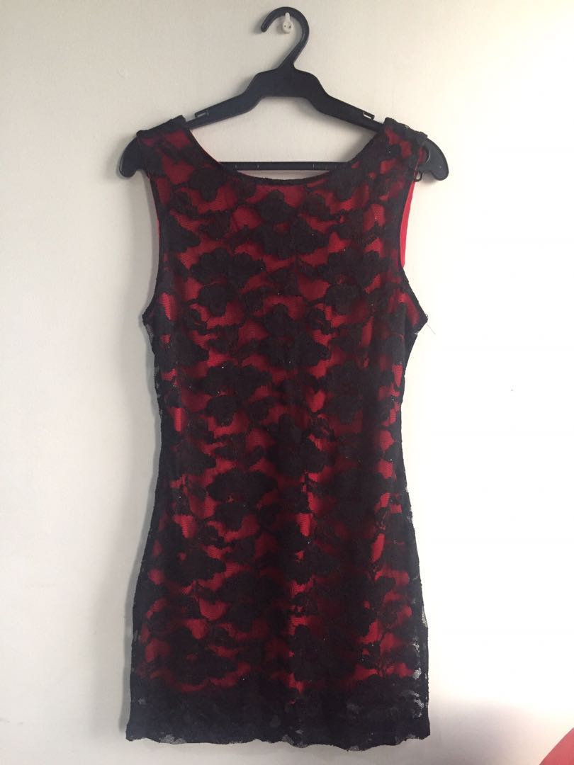 red black lace dress