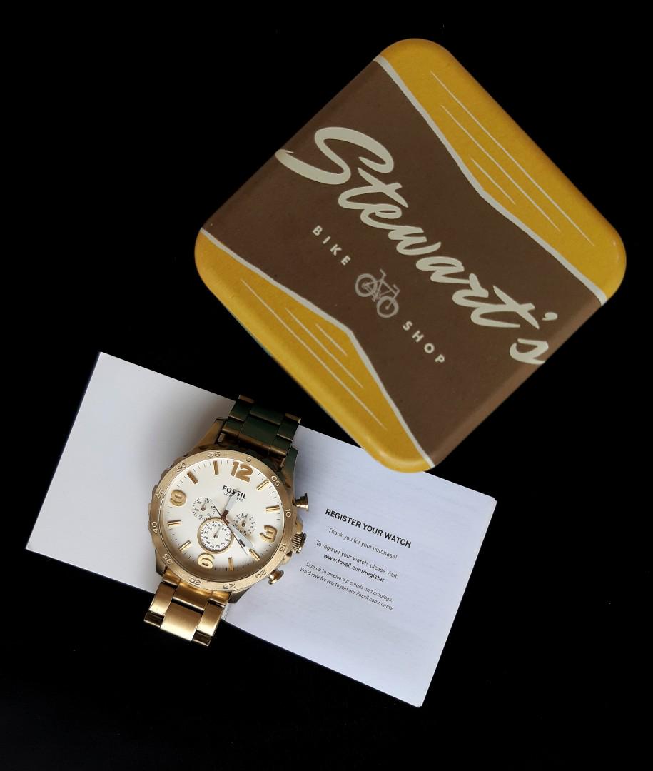 Fossil JR1479 Nate Chronograph Champagne Dial Gold Tone Watch