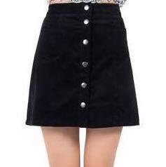 H\u0026M black velvet button down skirt 