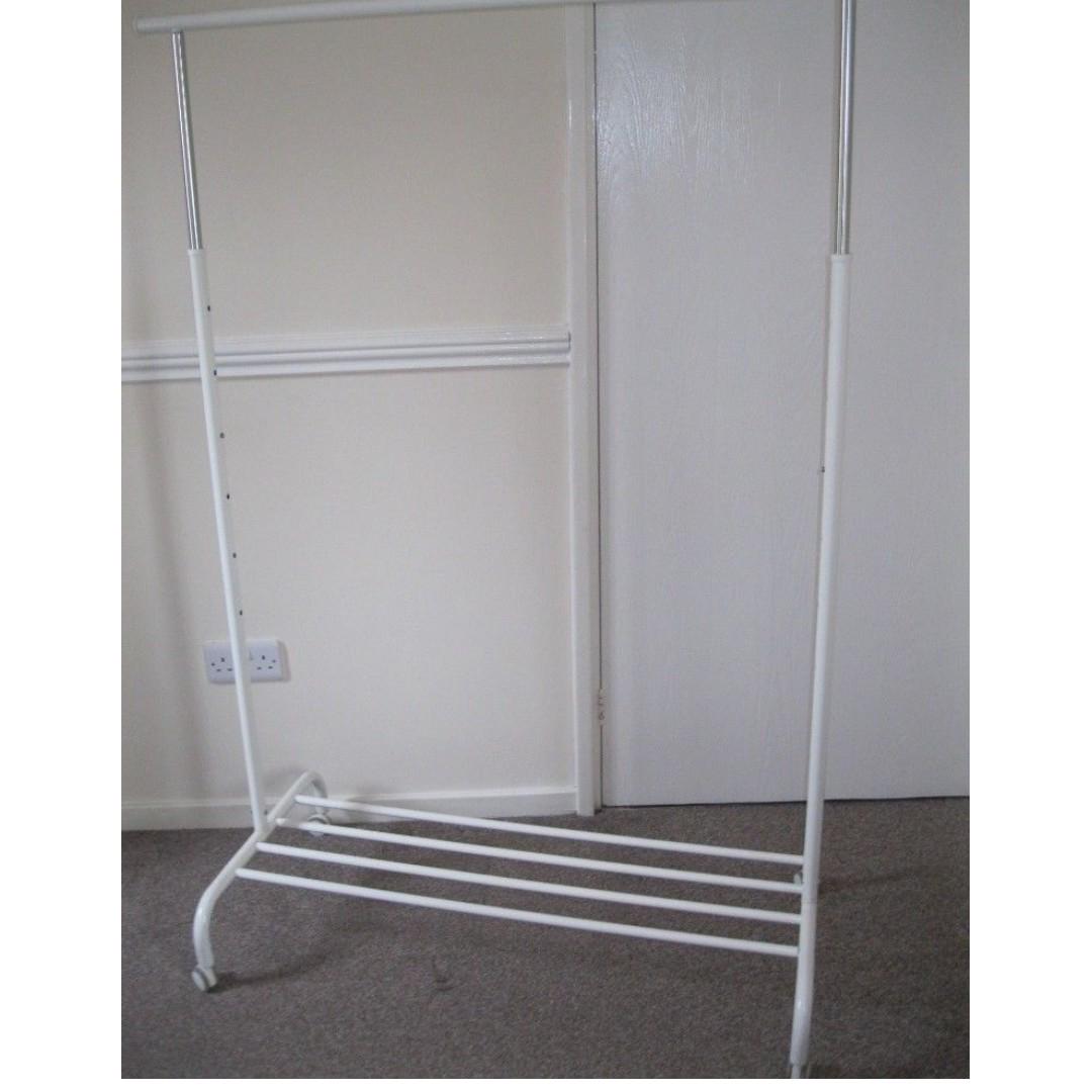 Ikea Rigga Clothes Rack Adjustable Height White Dis Assembled Furniture Others On Carousell