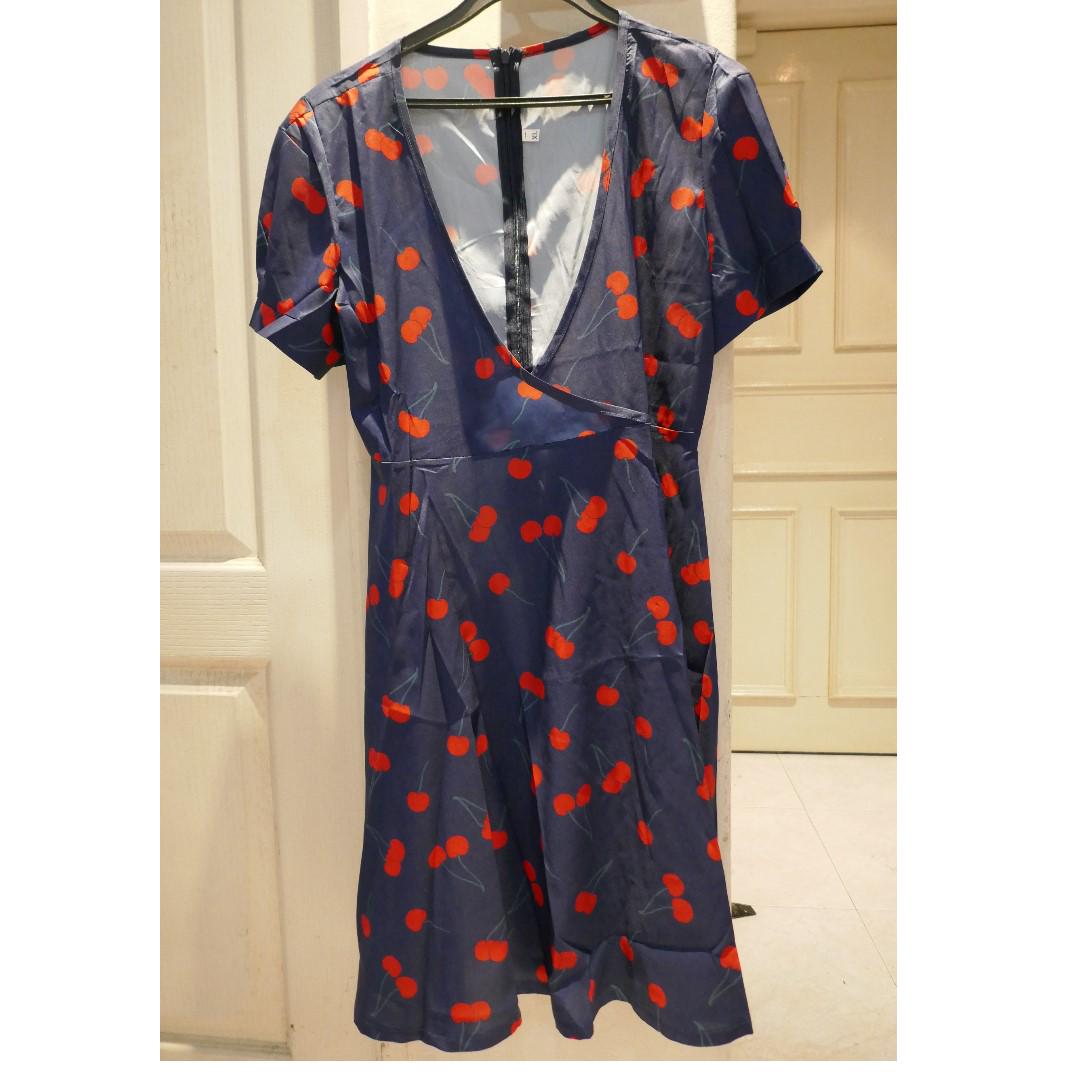 New Realisation Par Inspired Wrap Dress Cherry Print Xl 16