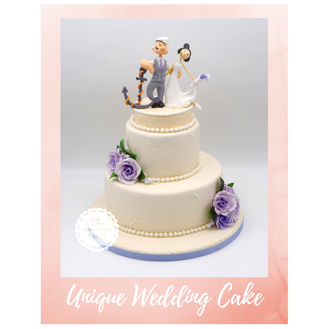 Popeye And Olive 3d Sugarcrafted Figurines Wedding Cake 2 Tier