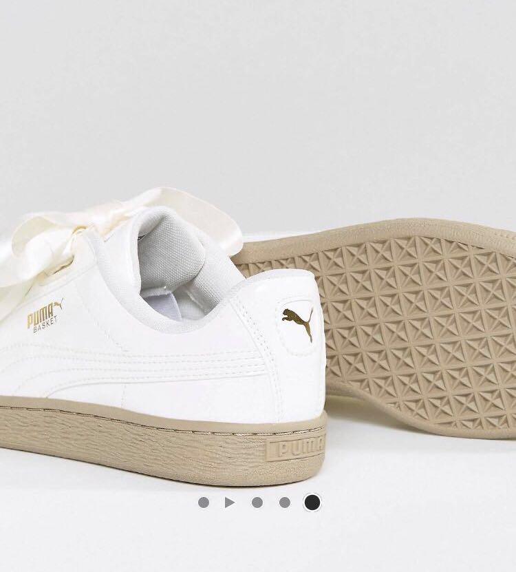 Puma basket heart on sale trainers in patent marshmallow