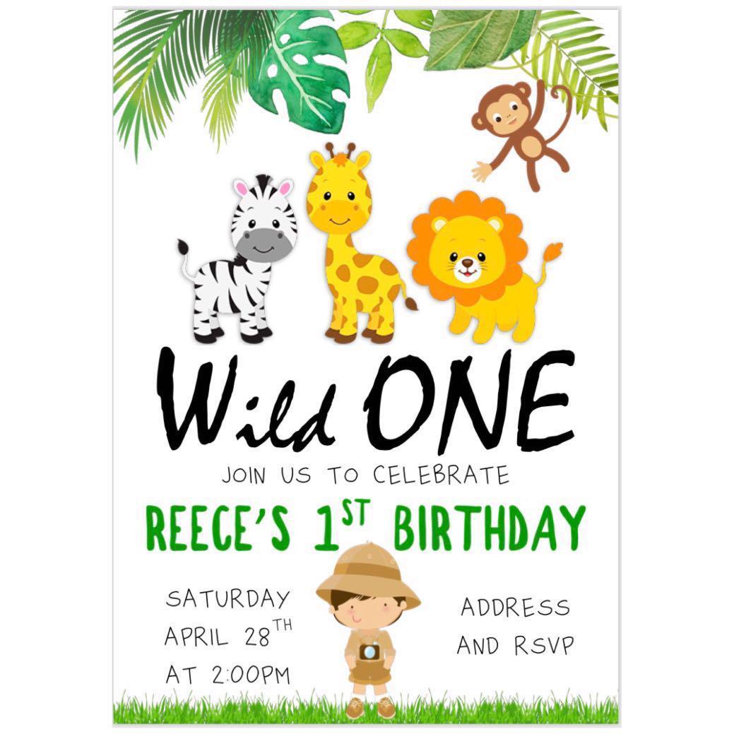 safari theme birthday invitation ecard babies kids on safari theme birthday invitation