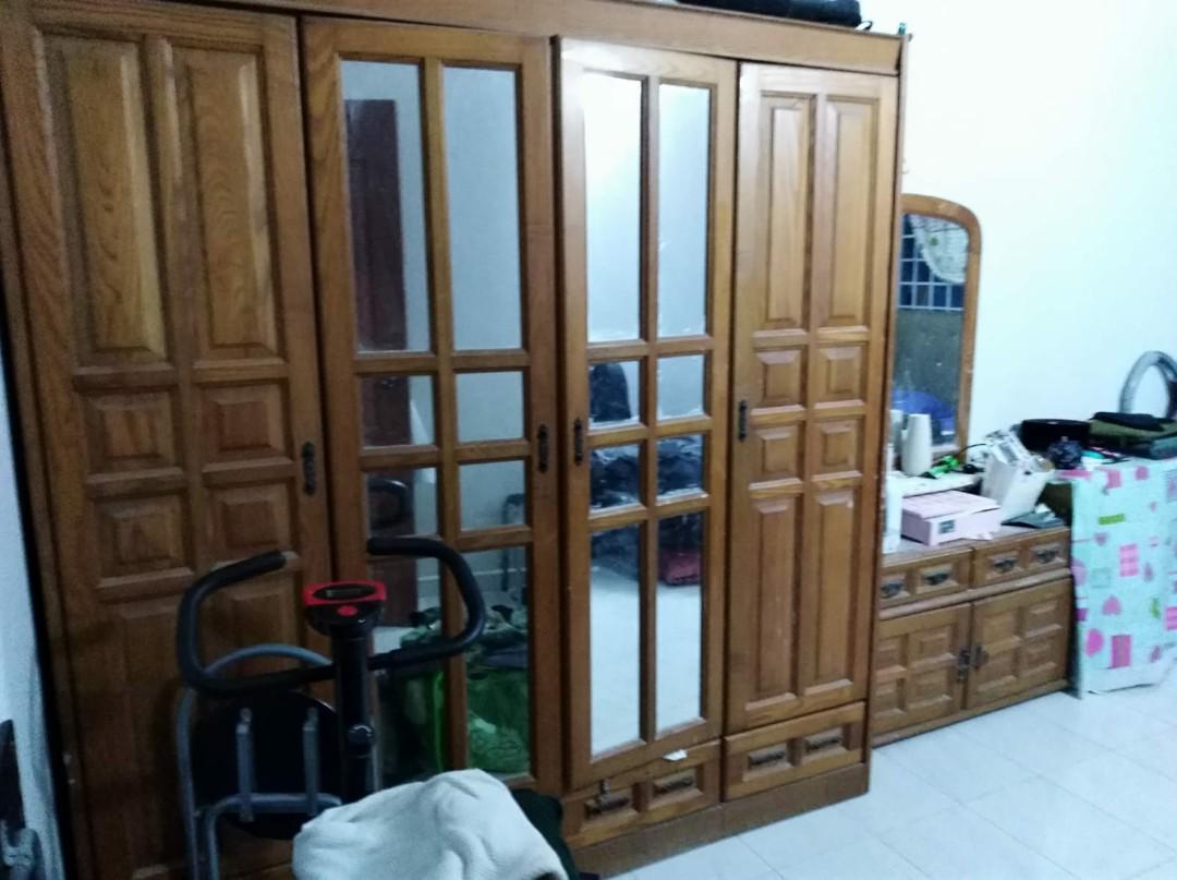 Wooden Wardrobe Dressing Table N Two Stool Furniture