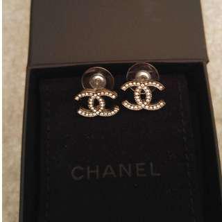 Authentic Chanel CC Earrings in Silver