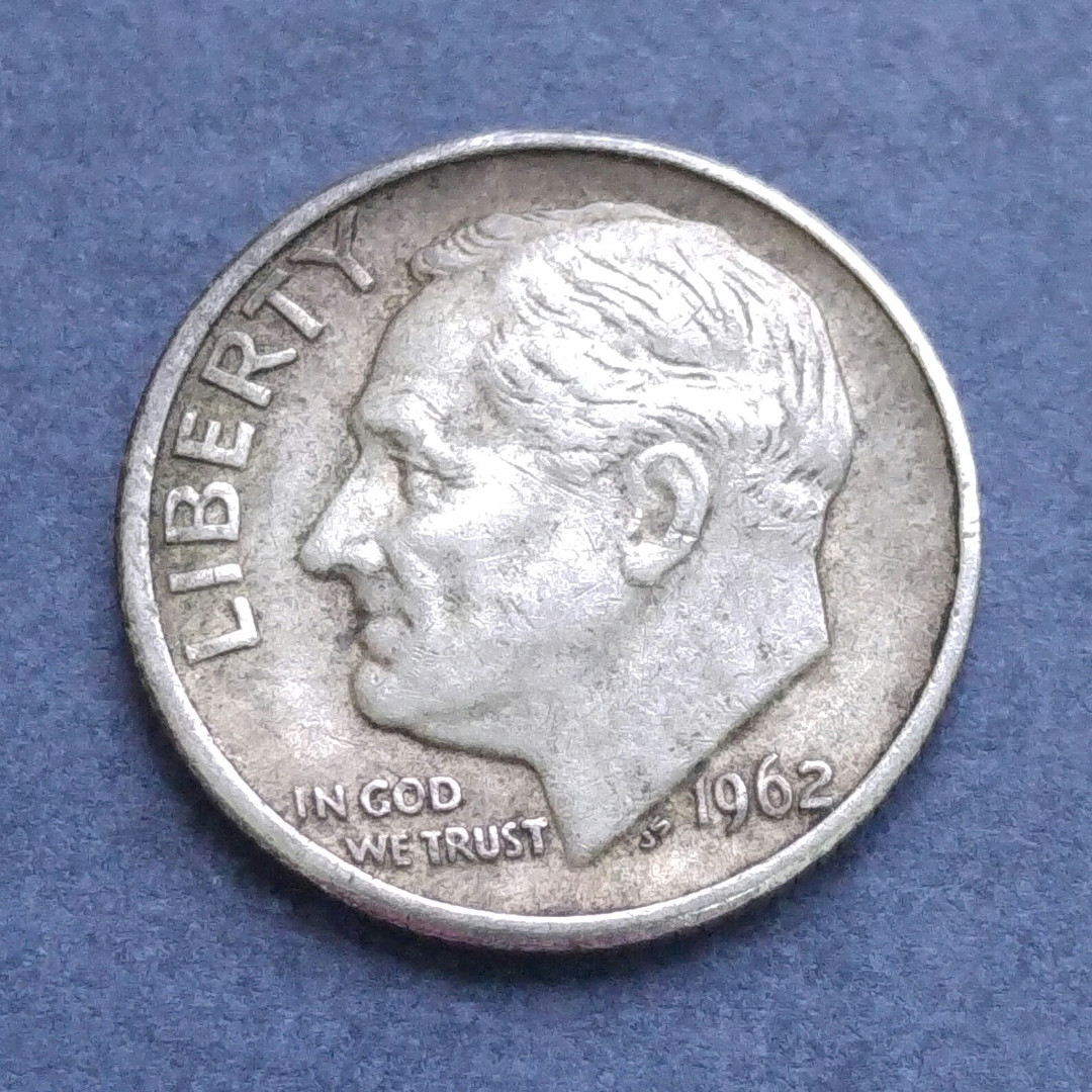 銀幣]1962-D 美國銀幣10美分(Dime) 美金一枚, 興趣及遊戲, 收藏品及紀念品, 錢幣- Carousell