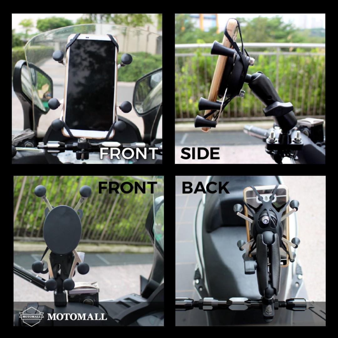 Motorcycle - Scooter Mirror Mount & Quick Grip Holder for iPhone X (sku 52413)