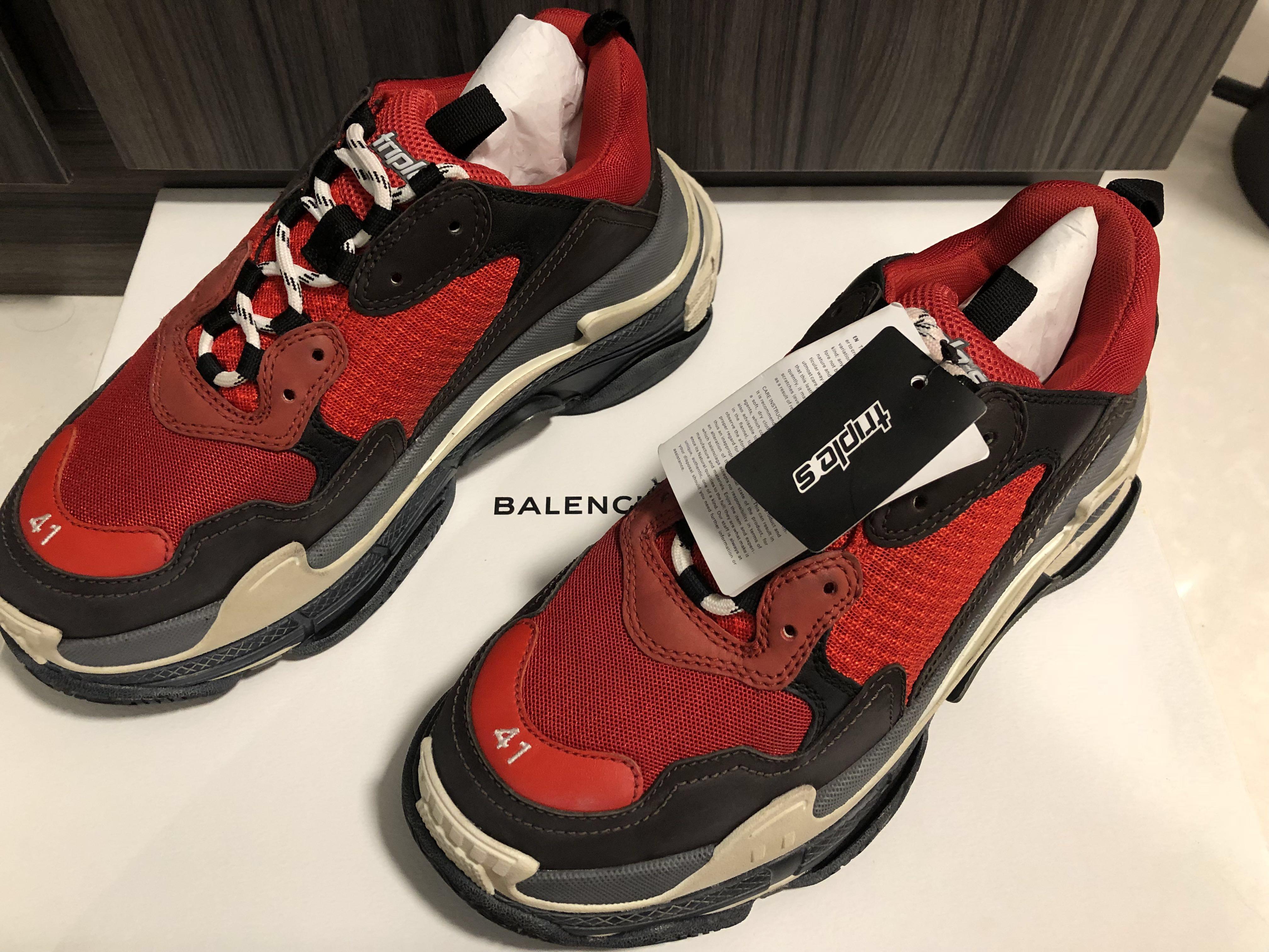 Brand New ) Balenciaga Triple S Black Red, Men's Fashion, Footwear, Dress  Shoes on Carousell