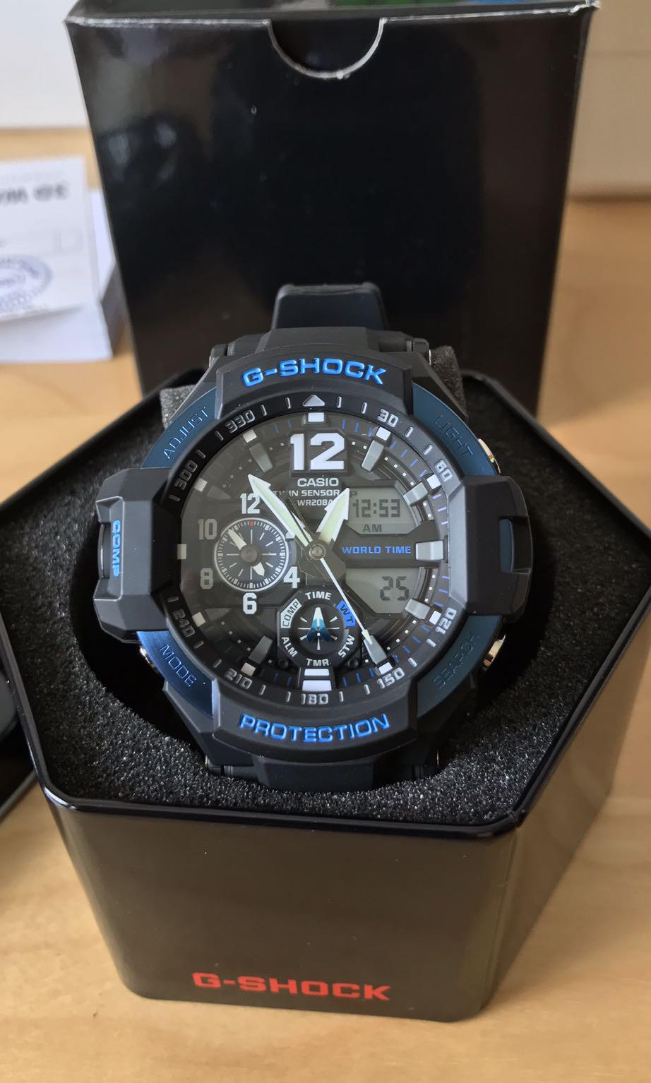 Authentic Casio G Shock GRAVITYMASTER Twin Sensor World Time GA 1100 2B Men s Watch